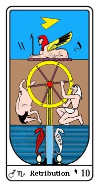 Tarot, Arcanum No. 10, Egyptian Tarot, The Retribution-Wheel of Samsara
