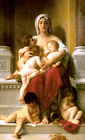 Ikuinen naiseuden prinsiippi - Nainen lapsien kanssa (William Bouguereau)