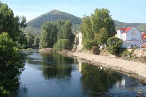 The river Visoko with the Pyramid of the Sun in the background